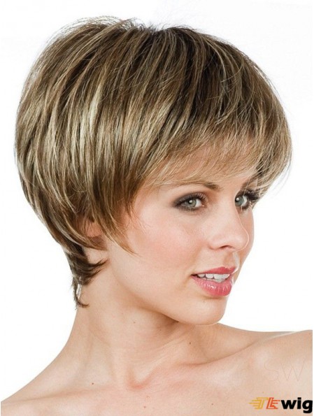 Boycuts Short Brown Straight Sleek Petite Wigs