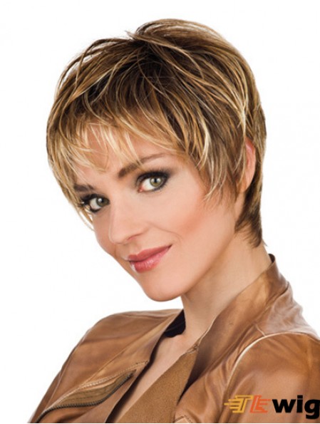 Soft 8 inch Straight Blonde Boycuts Short Wigs