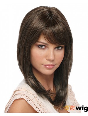 Shoulder Length Brown Layered Straight Great Full Lace Wigs