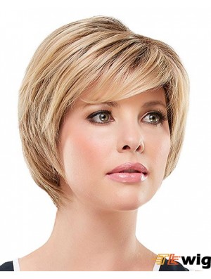 Affordable Blonde Short Straight Layered Lace Front Wigs