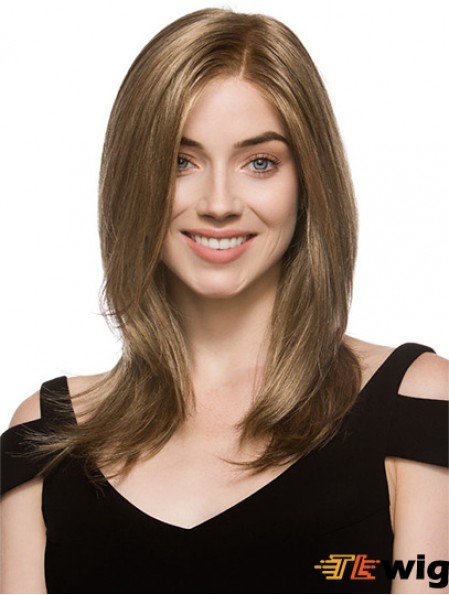 High Quality Brown Shoulder Length Layered Straight Glueless Lace Front Wigs