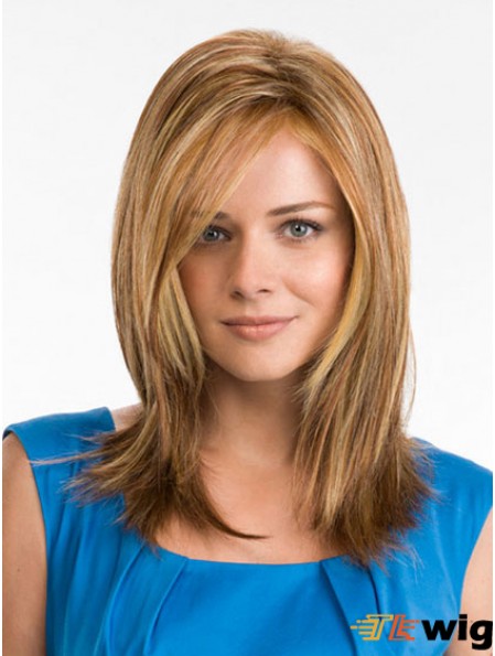 16 inch Synthetic Long Straight Blonde Monofilament Wigs