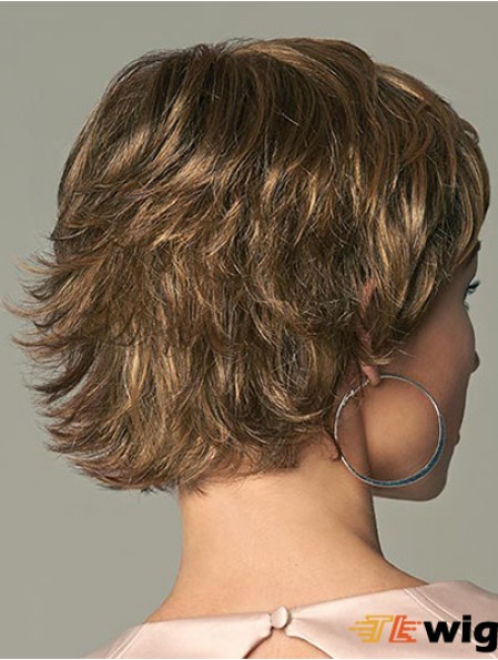 Beautiful 4 inch Wavy Brown Layered Short Wigs