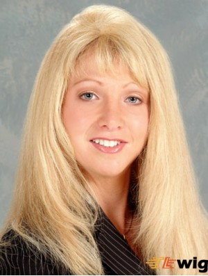Durable Blonde Straight With Bangs Long Wigs