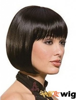 Chin Length Bobs Straight Black Sassy Synthetic Wigs