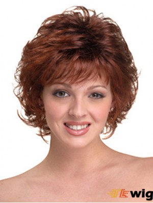 Synthetic Hair Head Wigs With Capless Auburn Color Chin Length