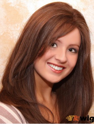 Great Auburn Straight With Bangs Long Wigs