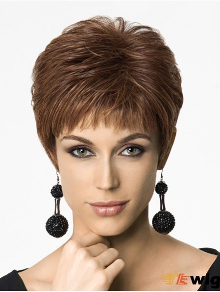 Straight Boycuts 6 inch Auburn Fashionable Synthetic Wigs
