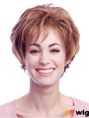 Stylish Auburn Short Layered Wavy Glueless Lace Front Wigs