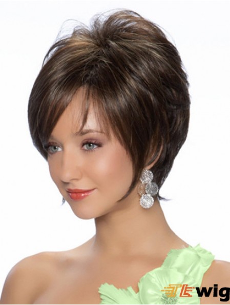 Black Chin Length Straight Layered 8 inch Sassy Medium Wigs