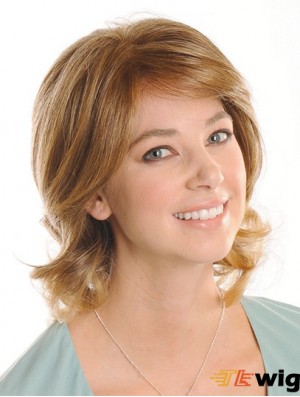 Blonde Shoulder Length Wavy Layered 13 inch No-Fuss Medium Wigs