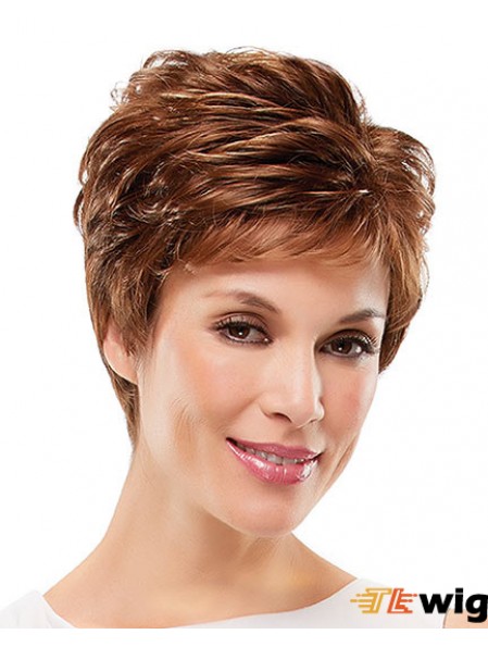 Curly Layered Short Suitable Auburn Synthetic Wigs