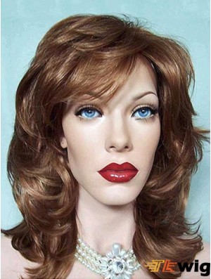 Wavy Layered Shoulder Length Brown Good Lace Front Wigs