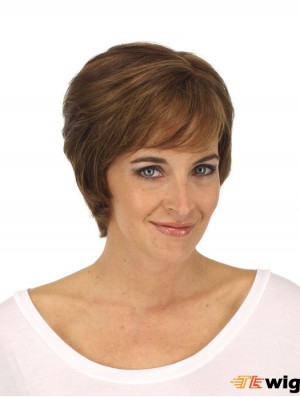 Straight Layered 8 inch Blonde No-Fuss Synthetic Wigs