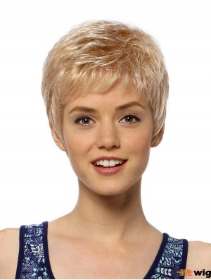 Flexibility 4 inch Straight Blonde Boycuts Short Wigs