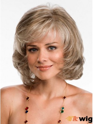 Cheapest Synthetic Lace Wigs UK Chin Length Wavy Style With Bangs
