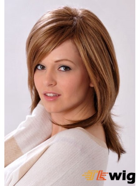 Shoulder Length Layered Straight Brown Convenient Synthetic Wigs