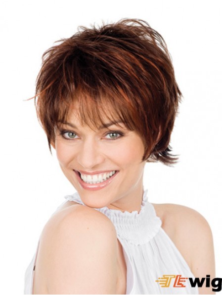 Trendy 8 inch Straight Red With Bangs Short Wigs