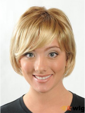 Short Bobs Straight Blonde Modern Synthetic Wigs