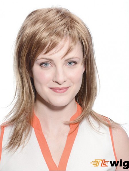 Brown Shoulder Length Straight Layered 16 inch Perfect Medium Wigs