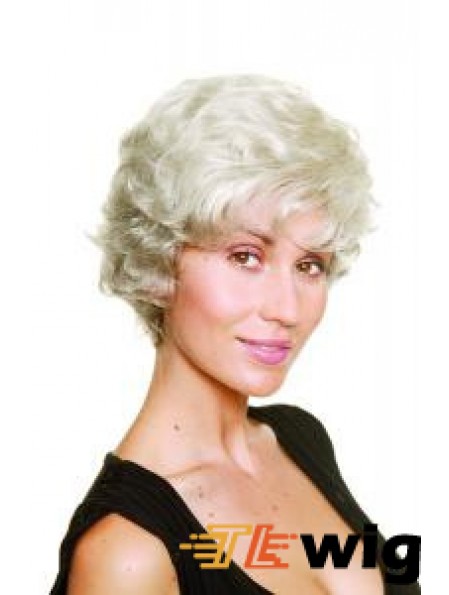 Synthetic Chin Length Wavy Capless Elderly Lady Wigs