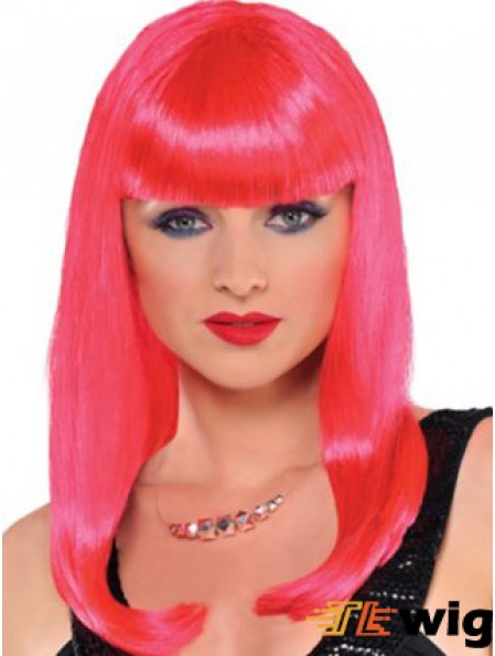 Straight With Bangs Long Red Incredible Lace Front Wigs