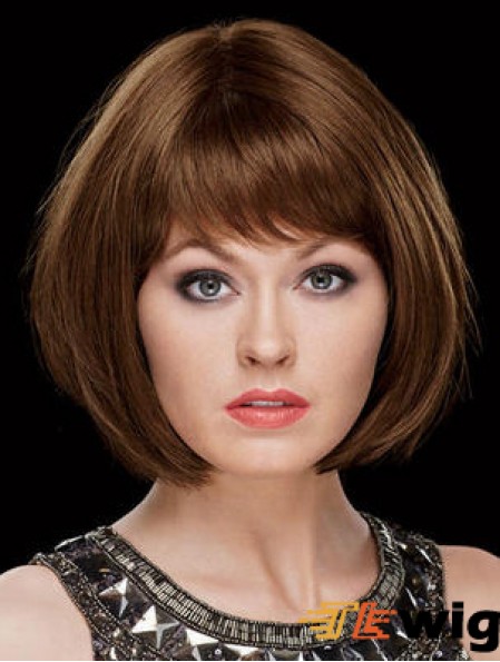 Chin Length Straight Capless Bobs 8 inch Top Synthetic Wigs