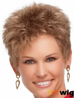 Cropped Boycuts Wavy Blonde Suitable Synthetic Wigs