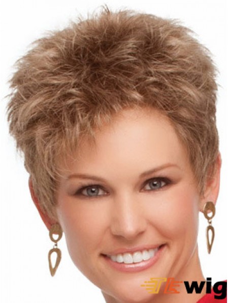 Cropped Boycuts Wavy Blonde Suitable Synthetic Wigs