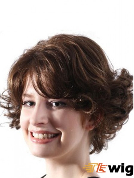 Hairstyles Brown Chin Length Wavy Layered Lace Front Wigs