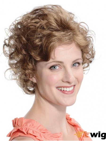 Brown Chin Length Curly With Bangs 10 inch Ideal Medium Wigs