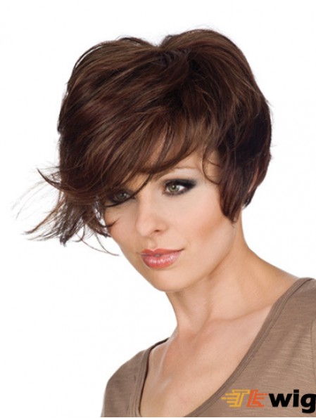 Great 8 inch Wavy Brown With Bangs Short Wigs