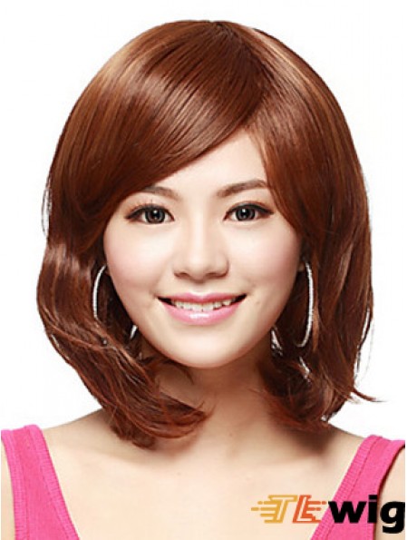 Shoulder Length Bobs Straight Auburn Flexibility Synthetic Wigs