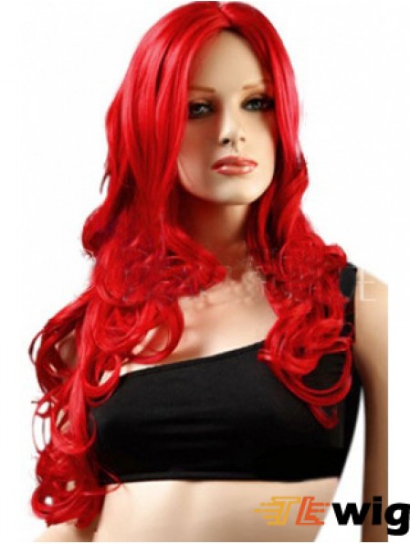 Lace Wigs Synthetic With Synthetic Red Color Wavy Style