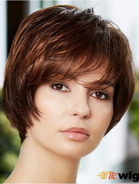 Brown Chin Length Wavy Layered 8 inch Sleek Medium Wigs
