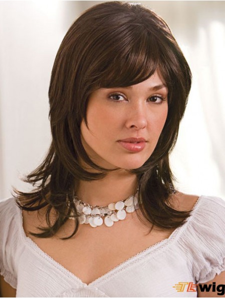 Straight Layered 16 inch Brown Perfect Synthetic Wigs