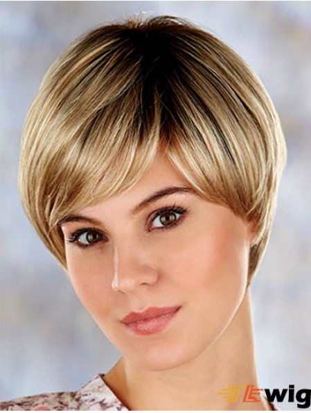 High Quality 7 inch Straight Blonde Layered Short Wigs