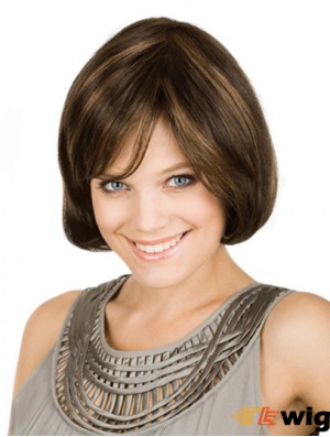 Chin Length Brown Flexibility 10 inch Wavy Bob Wigs