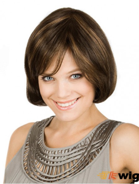 Chin Length Brown Flexibility 10 inch Wavy Bob Wigs