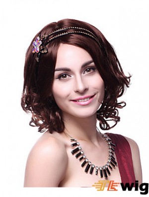 Chin Length Layered Wavy Auburn Sleek Synthetic Wigs