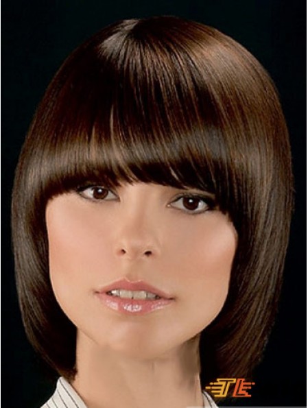 Top Brown Chin Length Straight Bobs Lace Front Wigs
