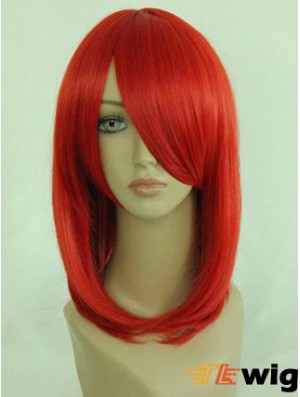 Red Shoulder Length Straight With Bangs 14 inch Online Medium Wigs