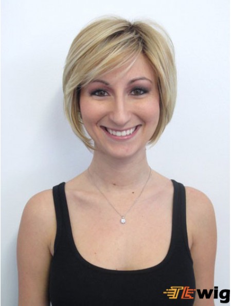 Chin Length Bobs Straight Blonde Convenient Synthetic Wigs