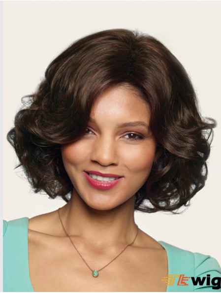 Wavy Without Bangs 10 inch Brown Great Synthetic Wigs