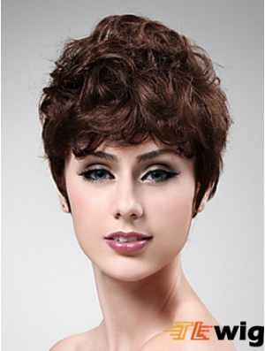 Cropped Boycuts Wavy Auburn Sassy Synthetic Wigs