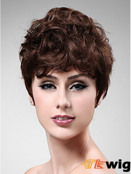 Cropped Boycuts Wavy Auburn Sassy Synthetic Wigs