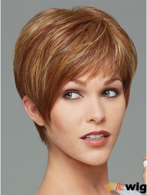 Cropped Boycuts Straight Brown Stylish Synthetic Wigs