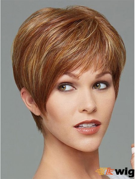 Cropped Boycuts Straight Brown Stylish Synthetic Wigs