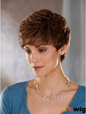 Wavy Brown Sassy Cropped Classic Wigs
