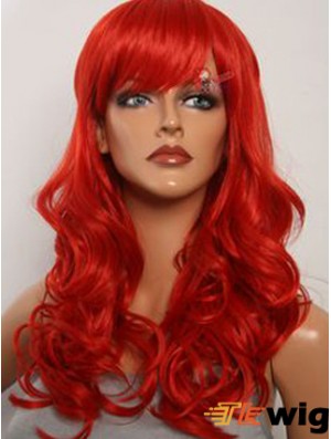 Wavy With Bangs Lace Front Fashion 20 inch Red Long Wigs